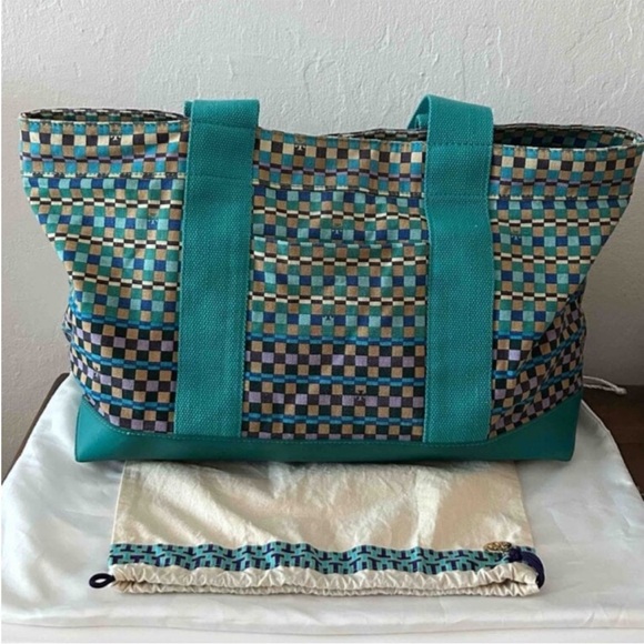 Tory Burch Multicolor Checkered Tote - Picture 2 of 11